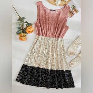 Shein Plus Colorblock Dalmatian Print Dress
